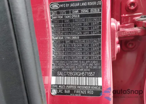 2016 Land Rover Discovery Sport Hse Lux из США, поврежденный, VIN SALCT2BGXGH571557